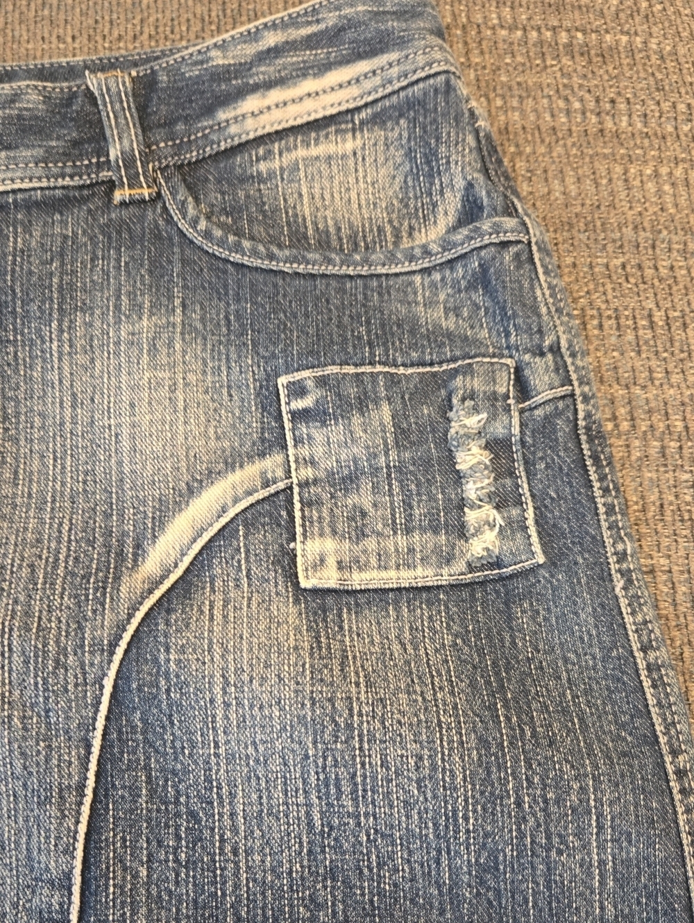 Vintage Lady Enyce Y2K Denim Mini Skirt Frayed Raw Hem Distressed Juniors Size 9 - Picture 4 of 7